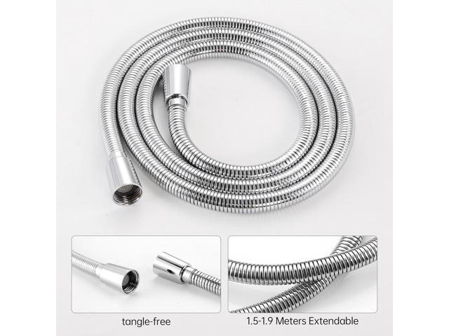 KES Handheld Shower Head with Adjustable Shower Slide Bar 5 Function Extra Long Hose Polished Finish, F204-PS+KP501B-CH