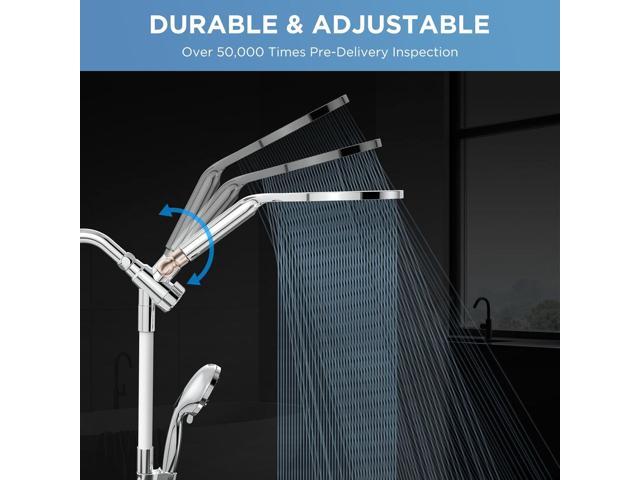 MakeFit Dual Handheld Shower Head Combo, 2-in-1 Rain Shower Heads System 8 Inch Rainfall Shower Head and 10 Modes High Pressure Hand Held...