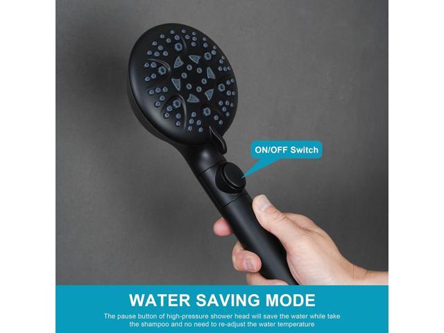 High Pressure 8-mode Handheld Shower Head with On Off Switch and Long Hose & Bracket PLUS Extra Adhesive Holder for Lower Mount,Built-in Power Wash...