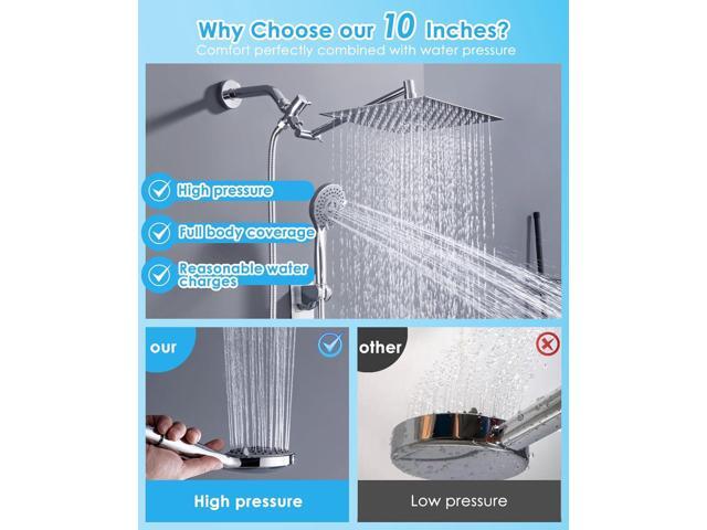 10' Rainfall Shower Head with Handheld Spray Combo High Pressure 5 Spray Modes, Rain Showerheads Overhead Shower, Anti-Clog Nozzles, Air-In,...