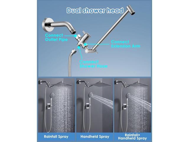 10' Rainfall Shower Head with Handheld Spray Combo High Pressure 5 Spray Modes, Rain Showerheads Overhead Shower, Anti-Clog Nozzles, Air-In,...