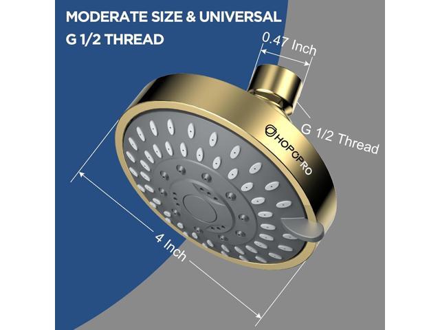 HOPOPRO 5-Mode High Pressure Shower Head - The Washington Post, NBC News, Today TV Show Recommended - High Flow Fixed Showerheads (4 Inch Gold)