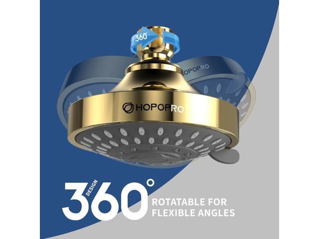 HOPOPRO 5-Mode High Pressure Shower Head - The Washington Post, NBC News, Today TV Show Recommended - High Flow Fixed Showerheads (4 Inch Gold)