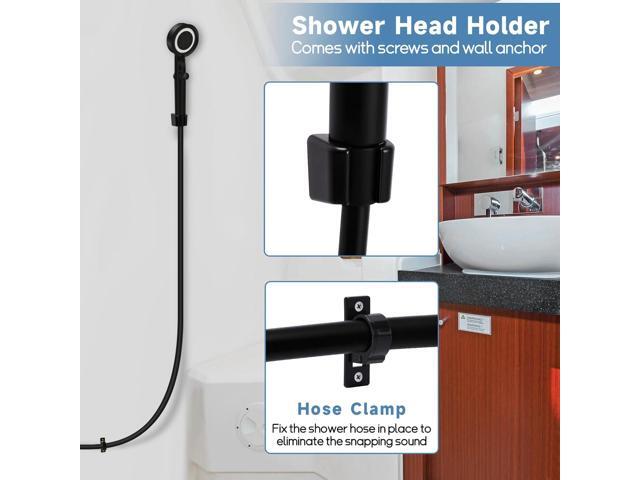RV Shower Head with Hose, 5+1 Mode High Pressure Replacement with On/Off Switch, Water Saving Motorhome Shower Head for RV/Campervan, Caravan(Black)