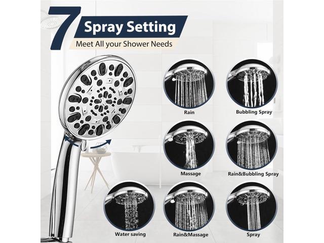 Rainfall 8 Inch Round Shower Head with High Pressure Handheld Spray Combo, Drill-Free Slide Bar with Adjustable Shower Extension Arm, 3-Way Low...