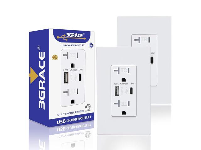 USB Wall Outlet, USB Charger Outlets Receptacles with 4.2A USB C Ports, 20 Amp Duplex Tamper Resistant Receptacle Plug with USB Electrical Outlet,...