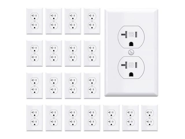 AIDA 20 Amps Outlets Duplex Electrical Receptacle Outlets,Tamper Resistant,Heavy-Duty Receptacle Wall Outlet,Residential,TR,3-Wire, Self-Grounding.