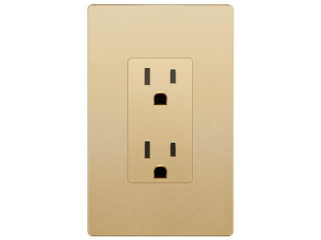 LIDER Matte Finish Decorator Receptacle with Interchangeable Face Cover, Child Safe Tamper-Resistant Wall Outlet with Screwless Wall Plate,...