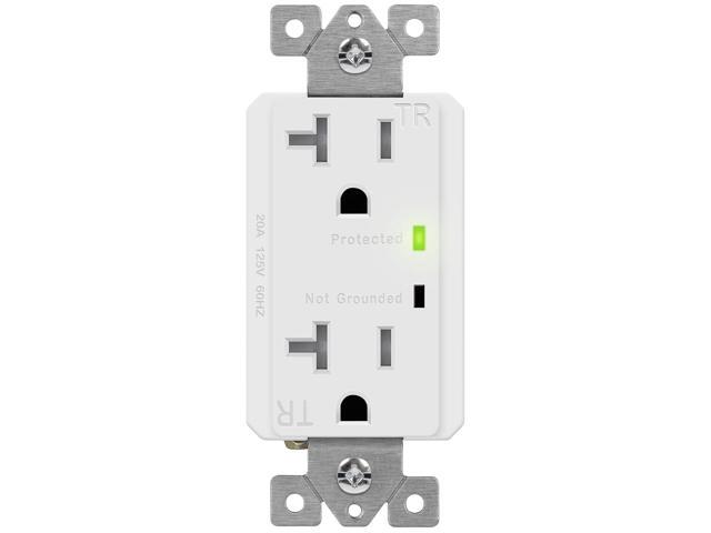 TOPGREENER Decorator Receptacle Outlet w/Surge Protector and Grounding Indicator, Child Safe, Tamper-Resistant, Self-Grounding, 1500 Joules,...