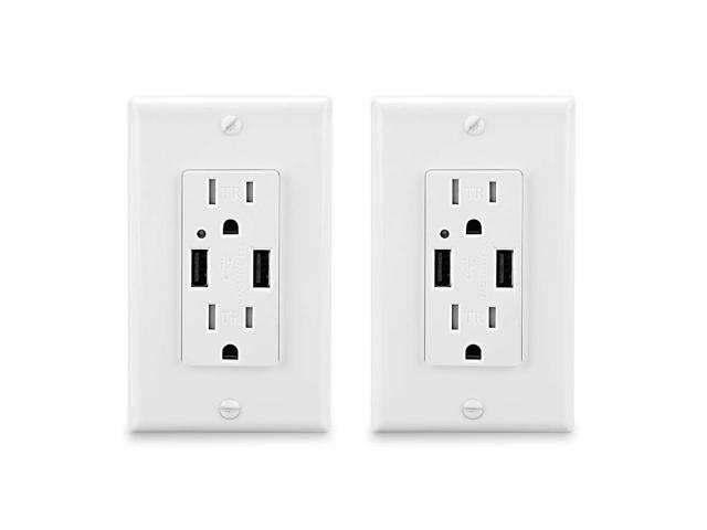 (2 Pack) LEOD 4.2A 5V Smart High Speed 2 USB Port Charger Outlet & 2 Types Wall Plates(Standard and screwless Included), 15A Tamper-Resistant...