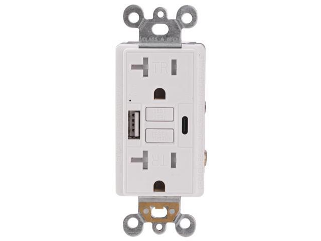 Combination 20A Self-Test GFCI Outlet and Type A & Type-C USB in-Wall Charger Outlet with 5V/4.8A, High Speed Charging for Smartphones and Tablets,...