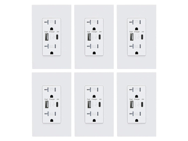 USB Wall Outlet, Charger Outlets Receptacles with 4.2A USB C Ports, 20 Amp Duplex Tamper Resistant Receptacle Plug with Electrical Outlet, Wall...