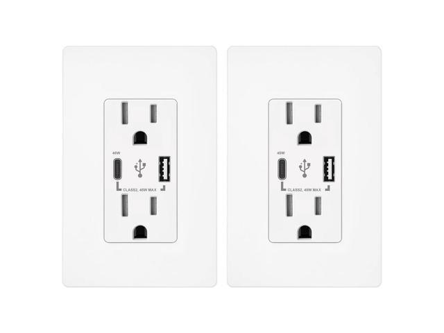Micmi USB C Outlet PD 45W Power Delivery Decorator Receptacle 4.8A Receptacle, in-Wall Charger with 15 Amp, 125 Volt Tamper-Resistant Outlet...