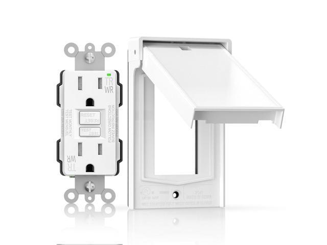 AIDA 15A GFCI Outlet with Weatherproof Cover & Wall Plate,Tamper-Resistant & Weather Resistant Self-Test Electrical Outlet for Bathroom, Kitchen,...
