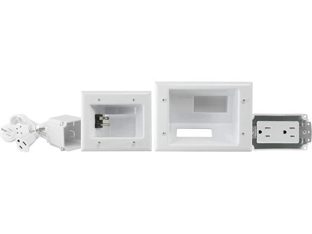 DATA COMM 45-0024-WH Recessed Pro-Power Kit with Duplex Receptacle and Straight Blade Inlet, White