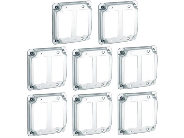 8 Pcs 4 x 4 Inch Metal Receptacle Electrical Box Cover Square Exposed Work Receptacle Outlet Case Cover for 4 Inch Electrical Box(2 GFCI)