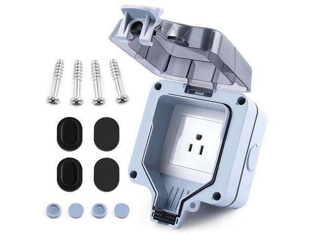Zhushan Outdoor Waterproof Wall Power Socket - Single 15Amp Socket with 1 Gang Switched Cover, IP66 Weatherproof Socket Box for Outdoor Use