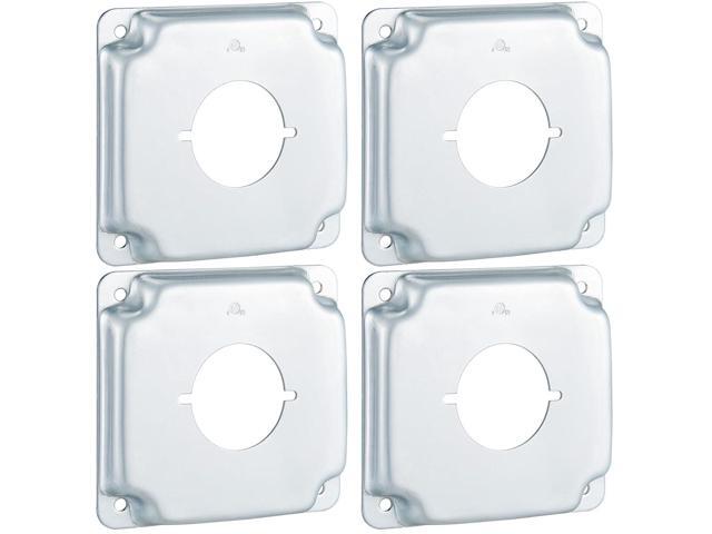 4 Pcs Metal Receptacle Electrical Box Cover, Square Rectangle Exposed Outlet Junction Cover for 4 Inch Electrical Box(2.215 Inch Round)