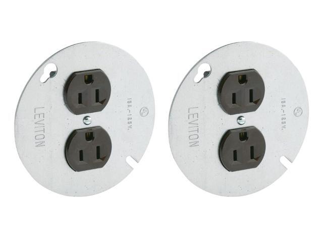 Leviton 5042 15 Amp, 125 Volt, Duplex Receptacle On 4-Inch Cover, Zinc Plated Steel (Pack of 2)