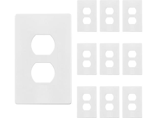 TG Mid-Size Screwless Duplex Wall Plate, Child Safe Receptacle Outlet Cover, Medium Size 1-Gang 4.88' H x 3.11' L, Polycarbonate Thermoplastic, UL...