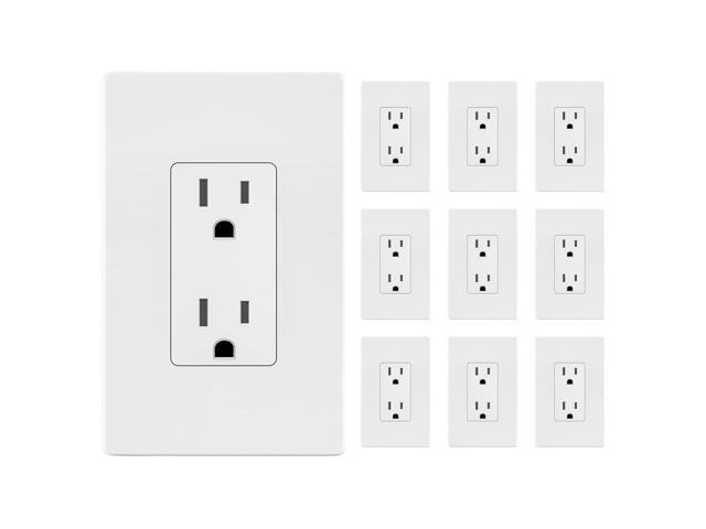 LIDER Matte Finish Decorator Receptacle with Interchangeable Face Cover, Child Safe Tamper-Resistant Wall Outlet with Screwless Wall Plate,...
