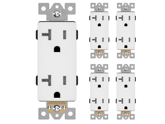 LIDER Matte Finish Decorator Receptacle with Interchangeable Face Cover, Child Safe Tamper-Resistant Wall Outlet, Commercial Grade, Self-Grounding,...