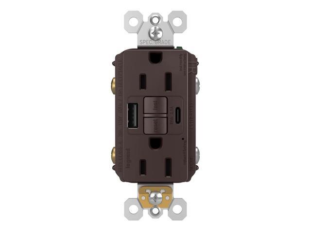 Legrand Pass & Seymour Radiant 1597TRUSBACDB 15 Amp GFCI Wall Power Outlet with 2.0 Amp USB Charger, Dark Bronze