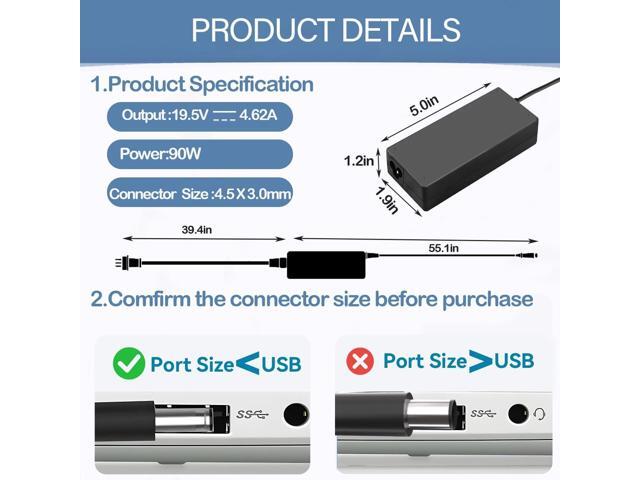 90W AC Adapter for Dell OptiPlex Micro 3050 3080 7050 7060 9020 Desktop 11 15 3000 5000 7000 Series Laptop Charger 3501 3505 5555 Latitude 13 3310...