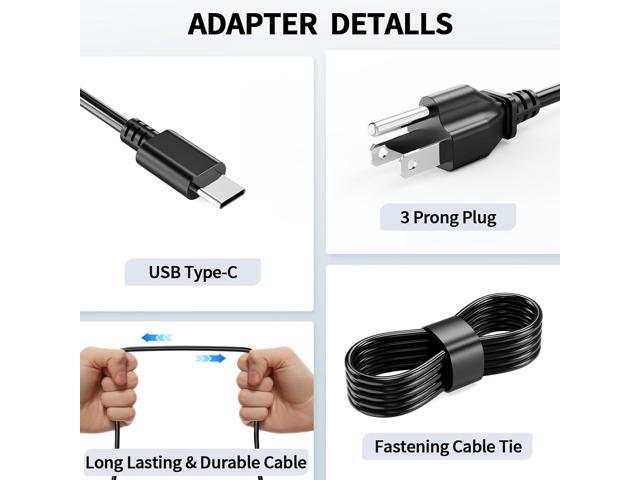 USB-C 65W 45W Laptop Charger Compatible with Lenovo Thinkpad/Yoga/Chromebook, ADLX65YDC2A USB Type C AC Adapter