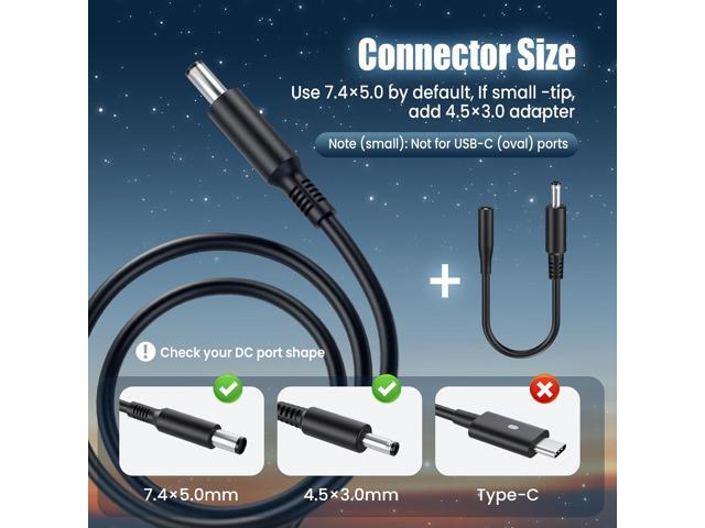 90W/65W Laptop Charger Compatible with Dell Latitude 5400/5410/ 7400/7410 E6420/ E6430/ E6440; Inspiron 15 5559/3542; Vostro 3500/3560; XPS 13...