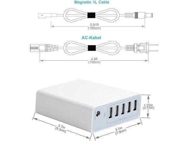 110W GaN 5 Port USB Fast Charger,USB/AC Wall Charger Power,110W Power Adapter L-Tip Replacement for Old 13/15/17 inch Mac Book Pro Mid-2012, Before...