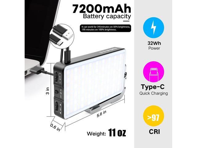 G2 Pocket RGB Camera Light,Built-in 7200mAh Rechargeable Battery 360°Full Color Gamut 9 Light Effects,2600-10000K LED Video Light Panel with...
