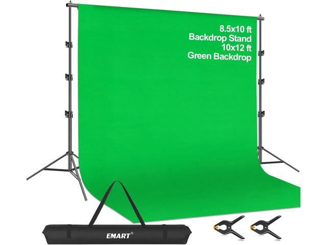 EMART 8.5 x 10ft Green Screen Backdrop Kit with Tripod Stand, Photography Background Support System with 10 x12ft 100% Cotton Muslin Chromakey...