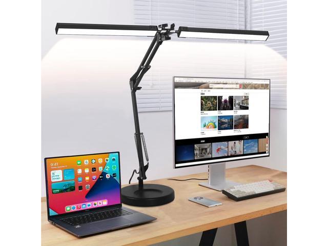 2-in-1 LED Desk Lamp, 24W Brightestwith Table Lamp with Clamp, Desk Light with Flexible Swing Arm,3 Color Modes Stepless Dimmable Double Head...
