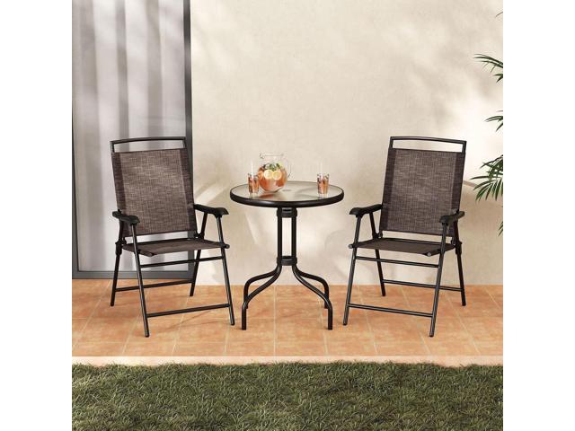 S AFSTAR 3-Piece Bistro Set, Patio Furniture Set for Outdoor Poolside Balcony Garden Yard, 28' H Outdoor Round Table and 2-Pack Folding Chairs,...
