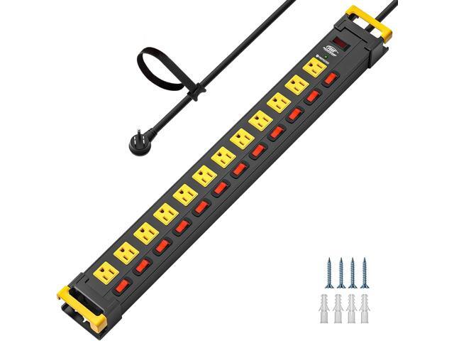 CRST 12 Outlet Heavy Duty Metal Power Strip with Individual Switches, 9FT Surge Protector Power Strip with Cord Managment, 15A/1875W 1020J Wide...