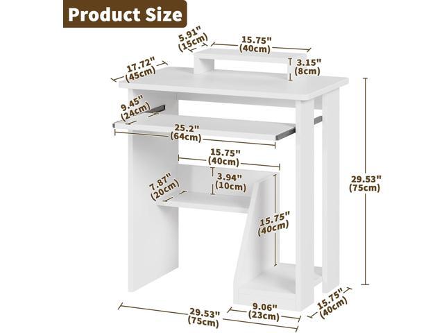 ALISENED 30' Small Computer Desk with Keyboard Tray Monitor Stand, Study Writing Desk with Storage Shelves, Modern Workstation for Small Spaces,...