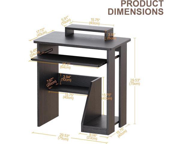 29.5 x 17.7-inch Compact Computer Desk with Monitor Stand Writing Desk with Storage Shelves Modern Home Office Workstation for Small Spaces Black