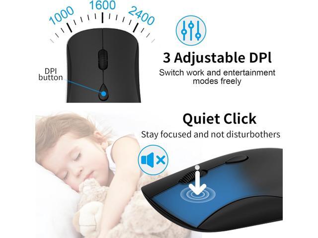 Wireless Keyboard and Mouse Combo, Silent Full-Size Computer Keyboard with Calculator Button, 2400 DPI Mice, Quiet Click, Slim Cordless USB Set for...
