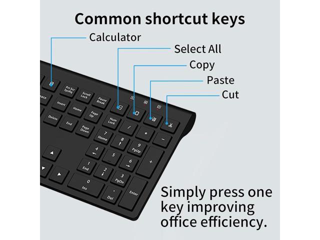 Wireless Keyboard and Mouse Combo, Silent Full-Size Computer Keyboard with Calculator Button, 2400 DPI Mice, Quiet Click, Slim Cordless USB Set for...