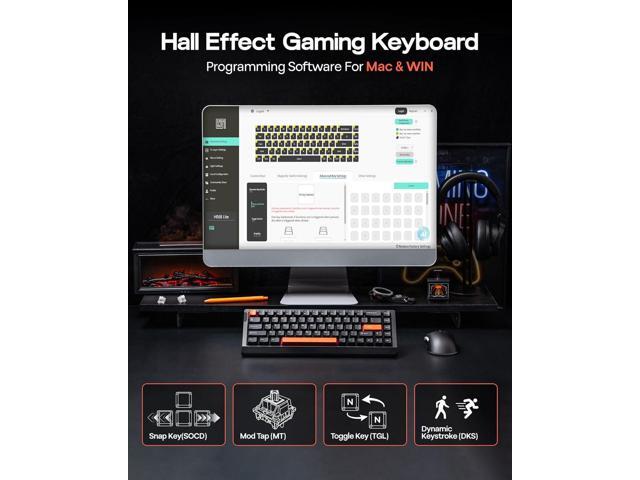 EPOMAKER HE68 Lite Hall Effect Gaming Keyboard, 8k Polling & 128K Scan Rate, 0.005mm Adjustable Trigger, 0.125ms Latency, 5-Layer Sound-Dampened,...