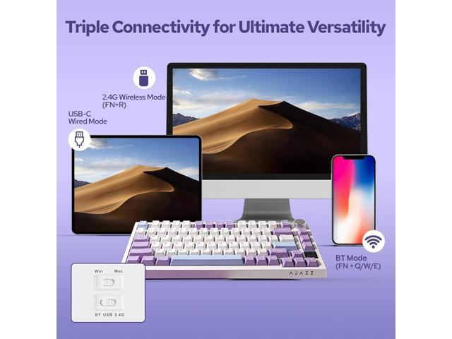 EPOMAKER Ajazz AK820 Pro 75% Wireless Mechanical Keyboard with TFT Smart Display & Knob, Gasket-Mounted Gaming Keyboard, BT/2.4GHz/USB-C Wired...