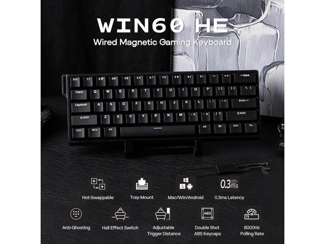 EPOMAKER Aula WIN60 HE 60% Wired Magnetic Keyboard with Adjustable Actuation, 8000 Hz Polling Rate, Hall Effect Switches, Hot-Swap, for FPS Games...