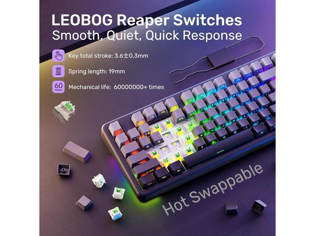 AULA F99S Mechanical Wireless Gaming Keyboard, Tri-Mode Bluetooth/2.4G/USB-C Hot Swappable 99 Keys Custom Creamy Keyboard 99 Keys Full Size...