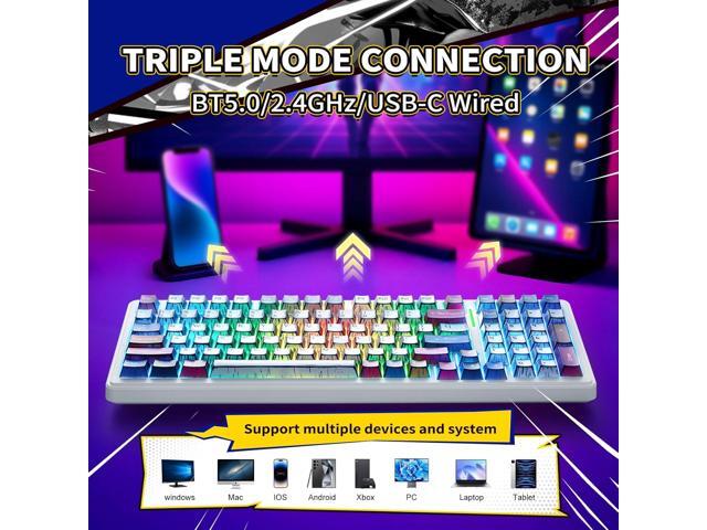 Aula F99 Mechanical Gaming Keyboard, Wireless Creamy Keyboard Hot Swappable Custom Bluetooth Computer Keyboards, Tri-Mode BT5.0/2.4GHz/USB-C,...