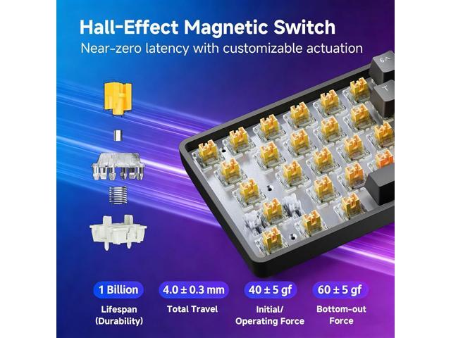 DIERYA DK68-C 60% Gaming HE Keyboard, Magnetic Switch Hot Swappable, Rapid Trigger, Adjustable Actuation, 8000Hz Polling Rate, RGB Backlit, Compact...