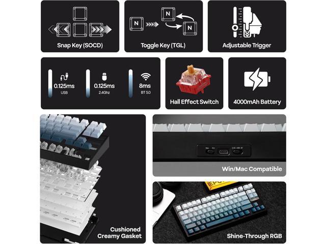 EPOMAKER G84 HE Wireless Hall Effect Keyboard, 8K Polling & 8000mAh, SOCD & DKS, Gaming Keyboard with Fast Trigger & Adjustable Actuation, RGB...