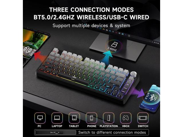 AOC GK330 Gaming Keyboard, Hot Swappable Wireless Mechanical Keyboard Support BT/2.4GHz/USB-C, RGB Backlit, Pre-lubed Reaper Switches,...