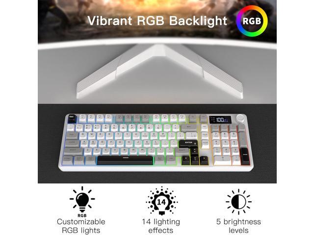 Wireless Gaming Keyboard with Smart Display & Knob Control, Tri-Mode BT5.0/2.4GHz/Wired RGB Backlit Computer Keyboards with Number Pad, 26-Key...