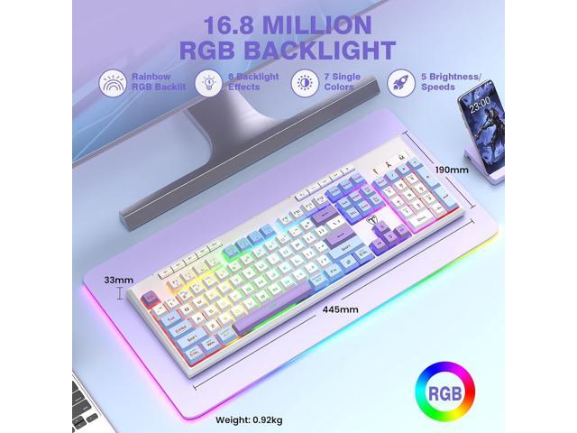 RisoPhy Wireless Gaming Keyboard, Tri-Mode BT5.0/2.4GHz/USB-C, RGB Light up Backlit Keyboards, Customizable Macro Keys, 26 Anti-ghosting Keys,...